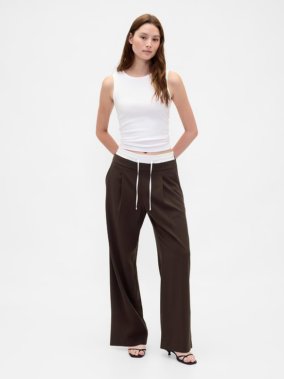 Mid Rise Double-Waist Pants