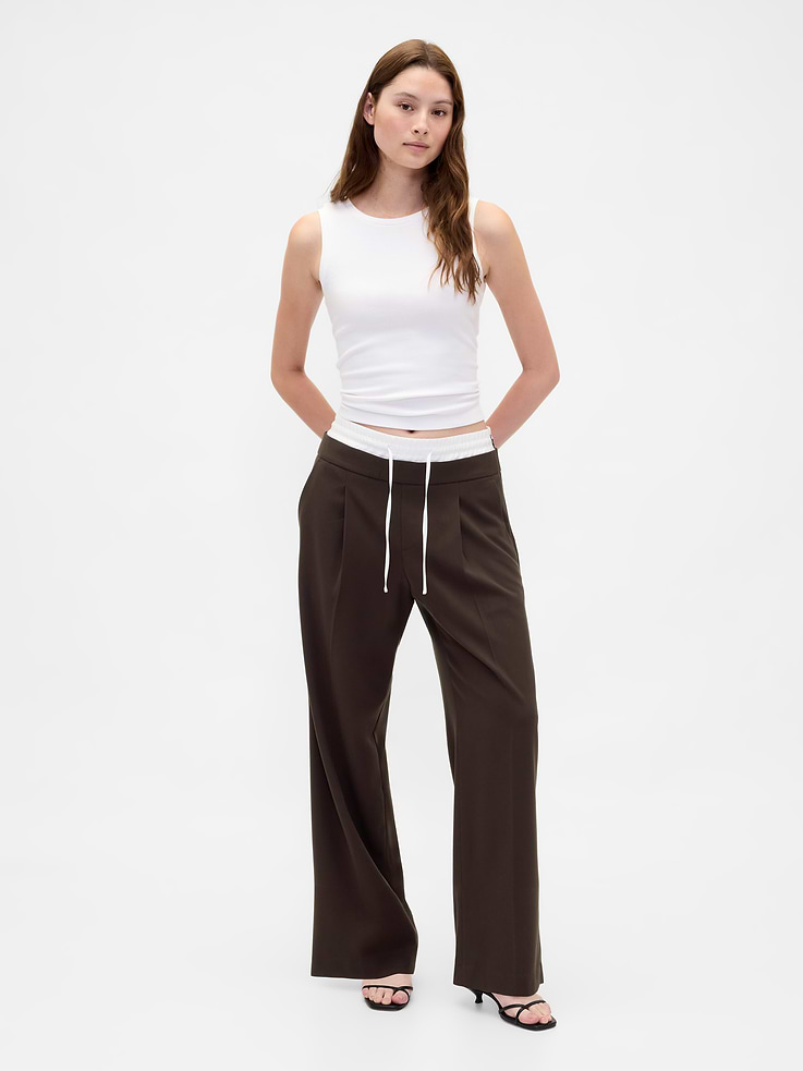 L'image numéro 1 présente Pantalon à taille mi-basse à ceinture double