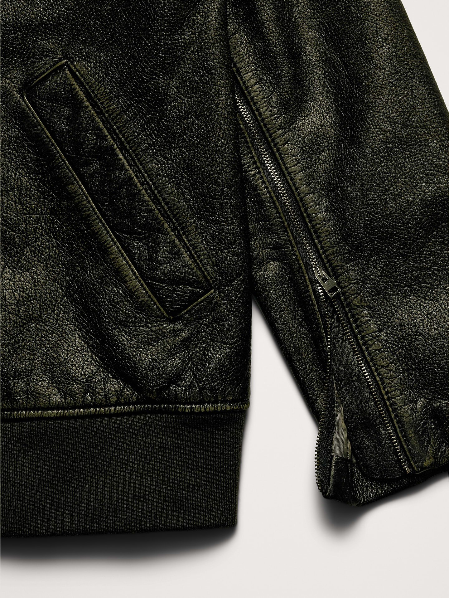 Image number 6 showing, Oversized Distressed Leather Bomber Jacket