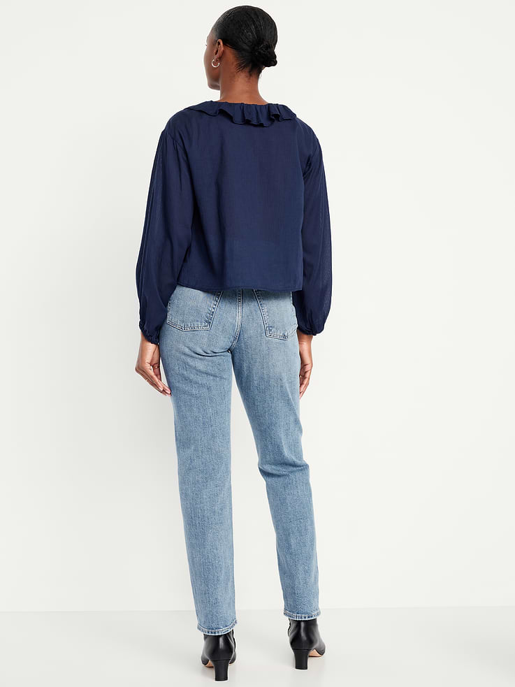 Image number 3 showing, Curvy Extra High-Waisted Straight Jeans