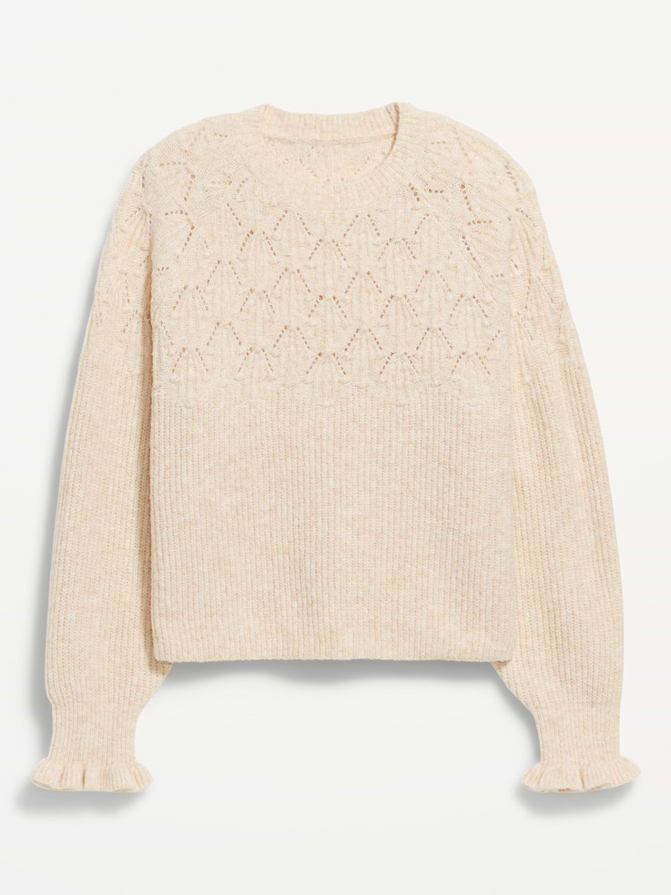 Image number 5 showing, Loose Crew-Neck Cropped Sweater