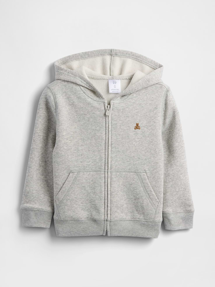Image 1 of 4, This product is made with/contains 21% recycled polyester. Compared to virgin materials, using recycled materials helps reduce resource use and waste., Soft, comfy fleece., Long sleeves with banded cuffs., Hood, zip front., Embroidered Brannan Bear at chest., Kanga pockets., Banded hem., This product was made in a factory that invests in gender equity and women’s empowerment through RISE. Learn more at, Product #820815