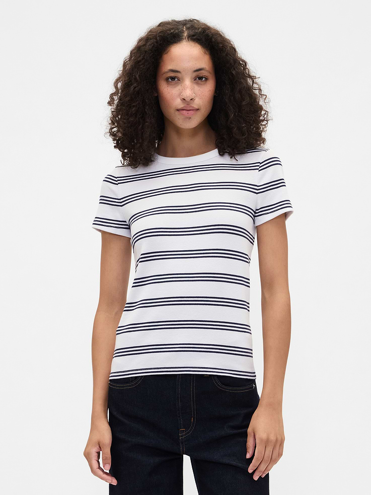 Image number 1 showing, Ribbed Stripe Crewneck T-Shirt