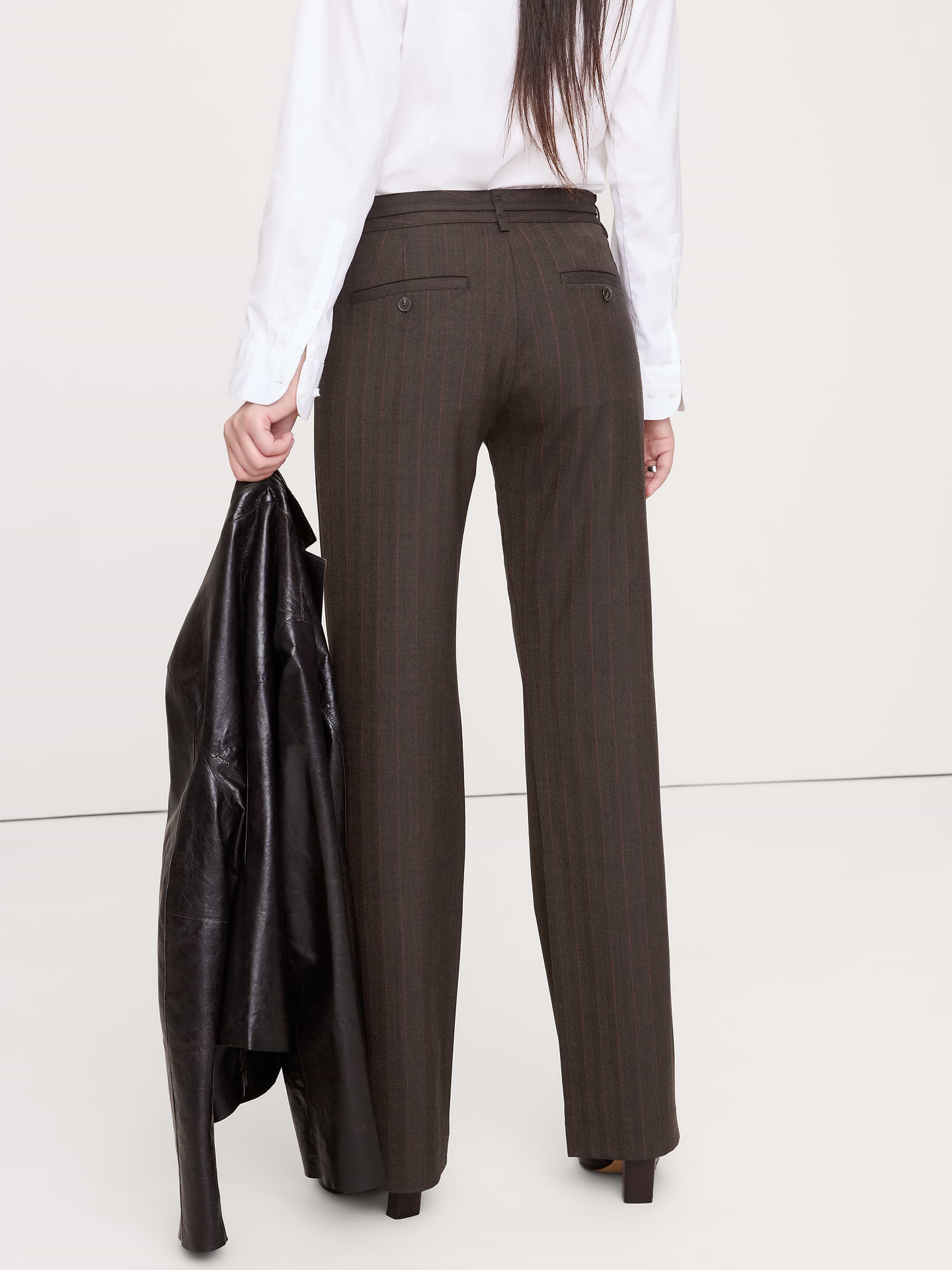 Image number 2 showing, Mid-Rise Straight Wool-Blend Flannel Pant