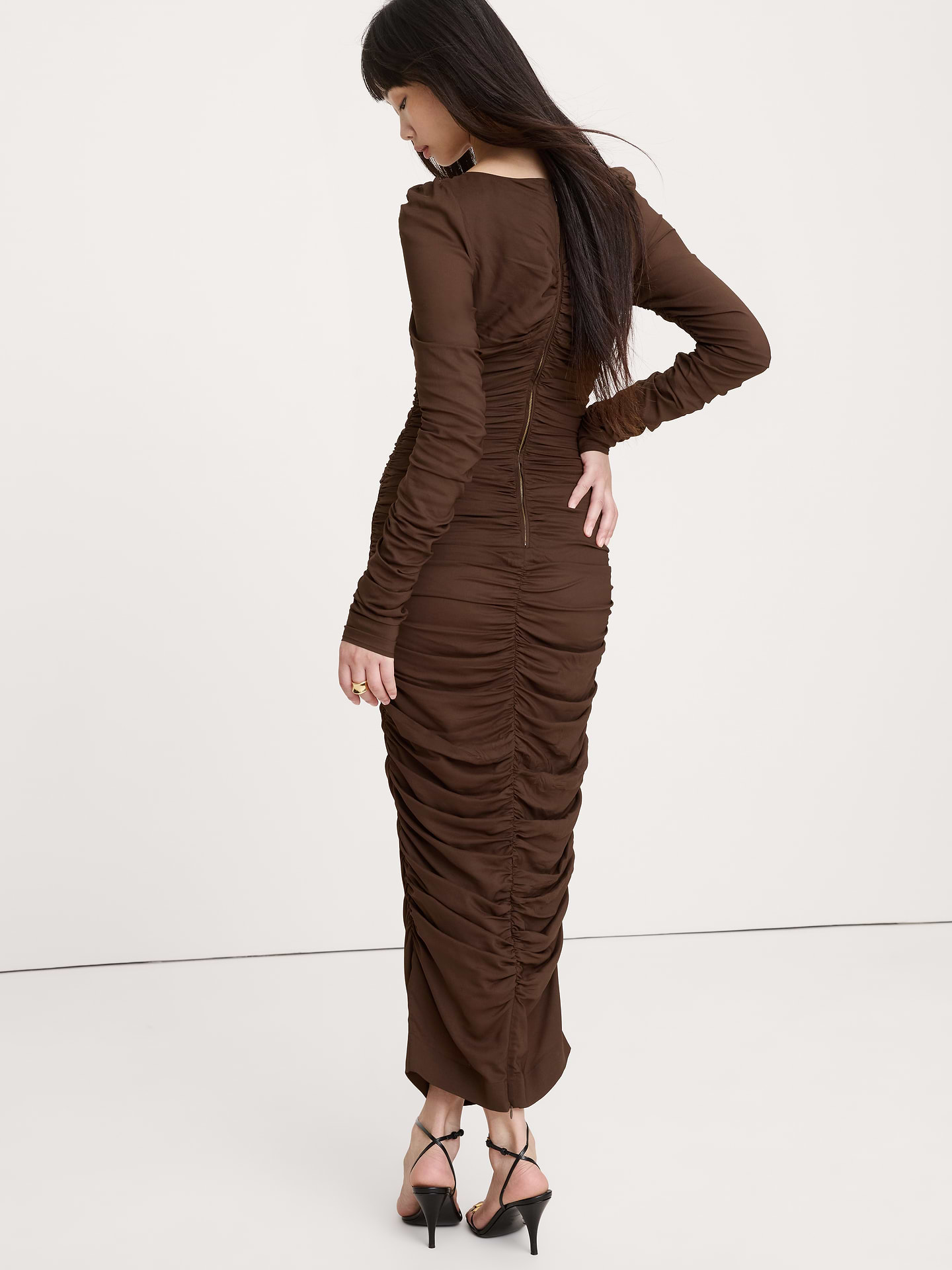 Image number 2 showing, Stretch-Crepe Ruched Midi Dress