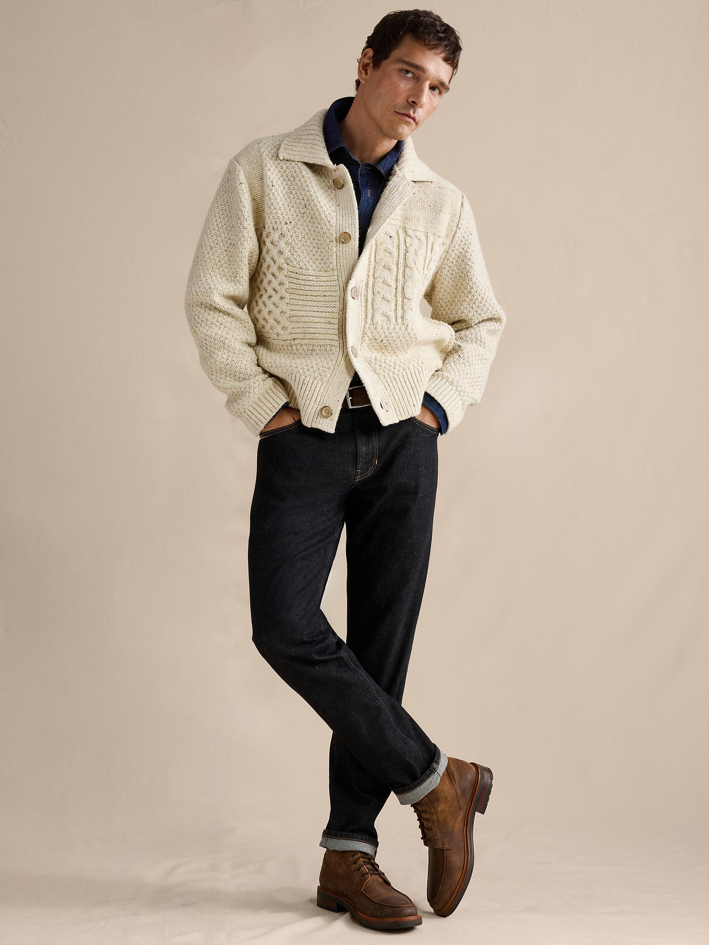 Image 1 of 8, We obsess over great denim so you don’t have to. These slim-fit jeans are cut from an all-season 13.25-oz. denim that reads vintage, but has a subtle stretch for comfort., Authentic Slim Fit: Mid-rise (11"). Slim through hip and thigh with a slim leg., Zip fly with button closure. Belt loops., Five-pocket styling., Product #796171