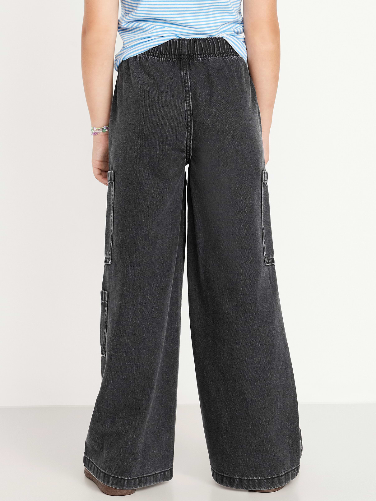 Image number 2 showing, High-Waisted Pull-On Super Wide-Leg Cargo Jeans for Girls