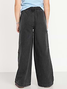 Image number 2 showing, High-Waisted Pull-On Super Wide-Leg Cargo Jeans for Girls