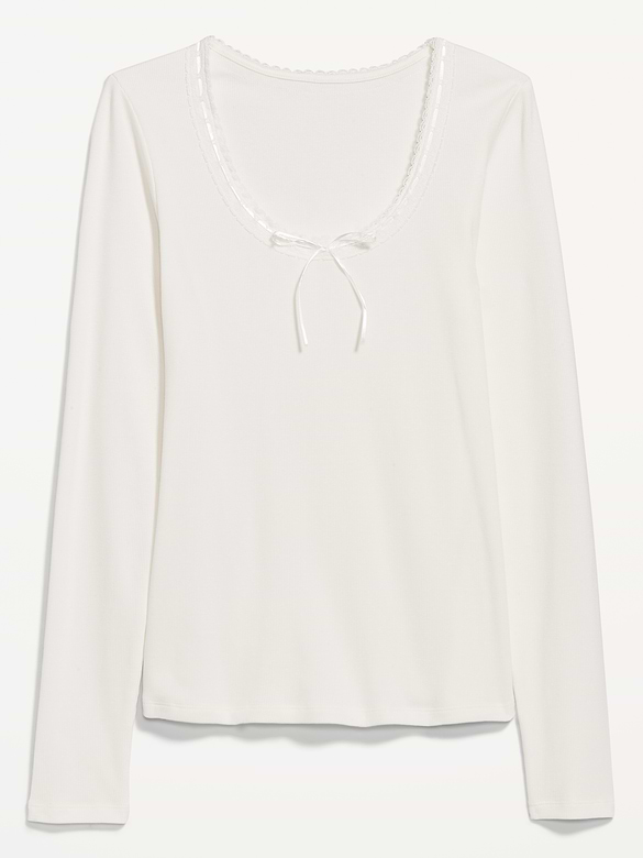 Scoop-Neck Long-Sleeve Ribbed Top