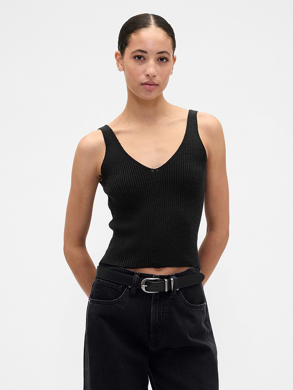 Ribbed Boucle Sweater Tank Top