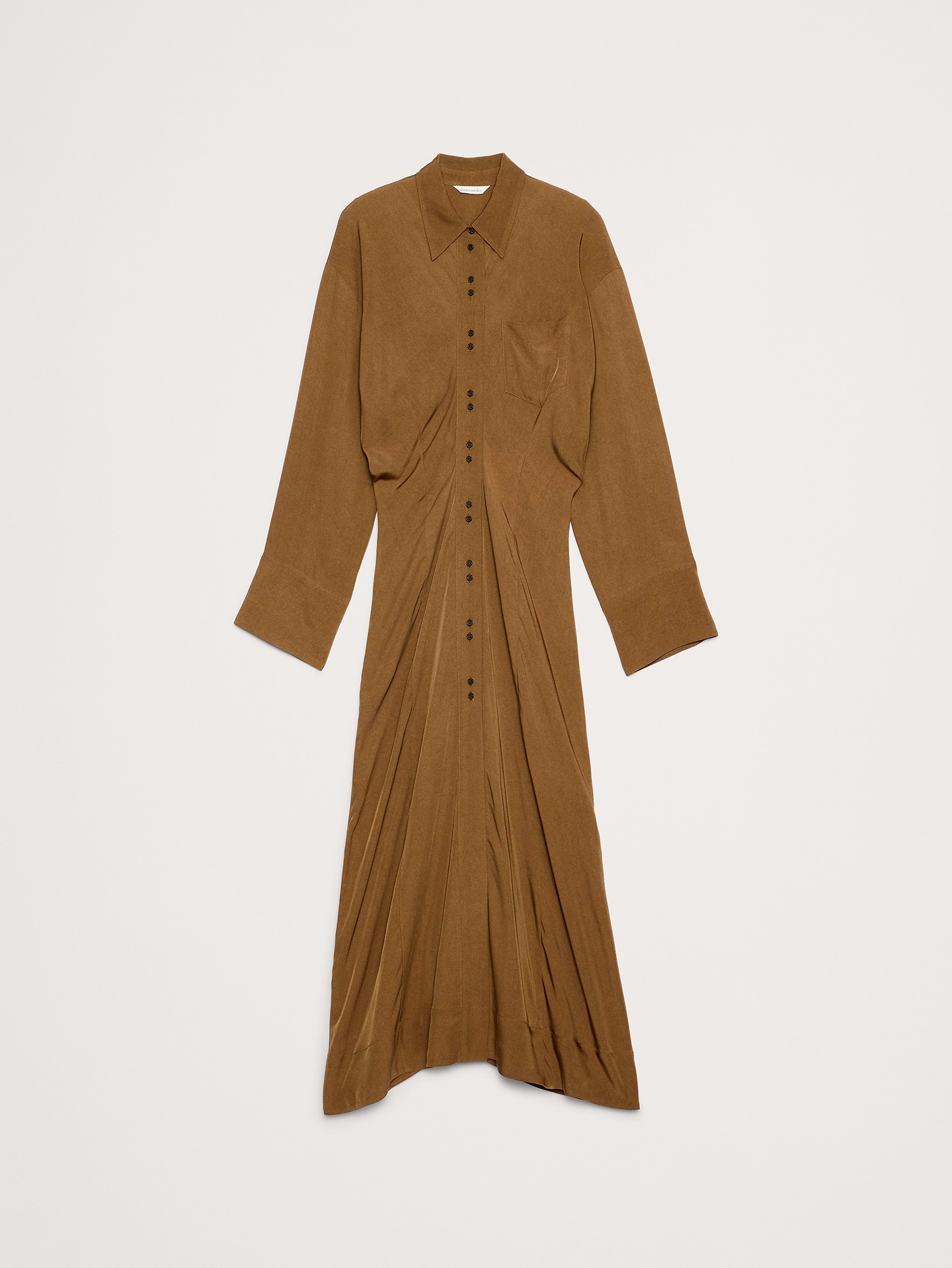 L'image numéro 8 présente Robe chemise en sergé drapé à taille cintrée