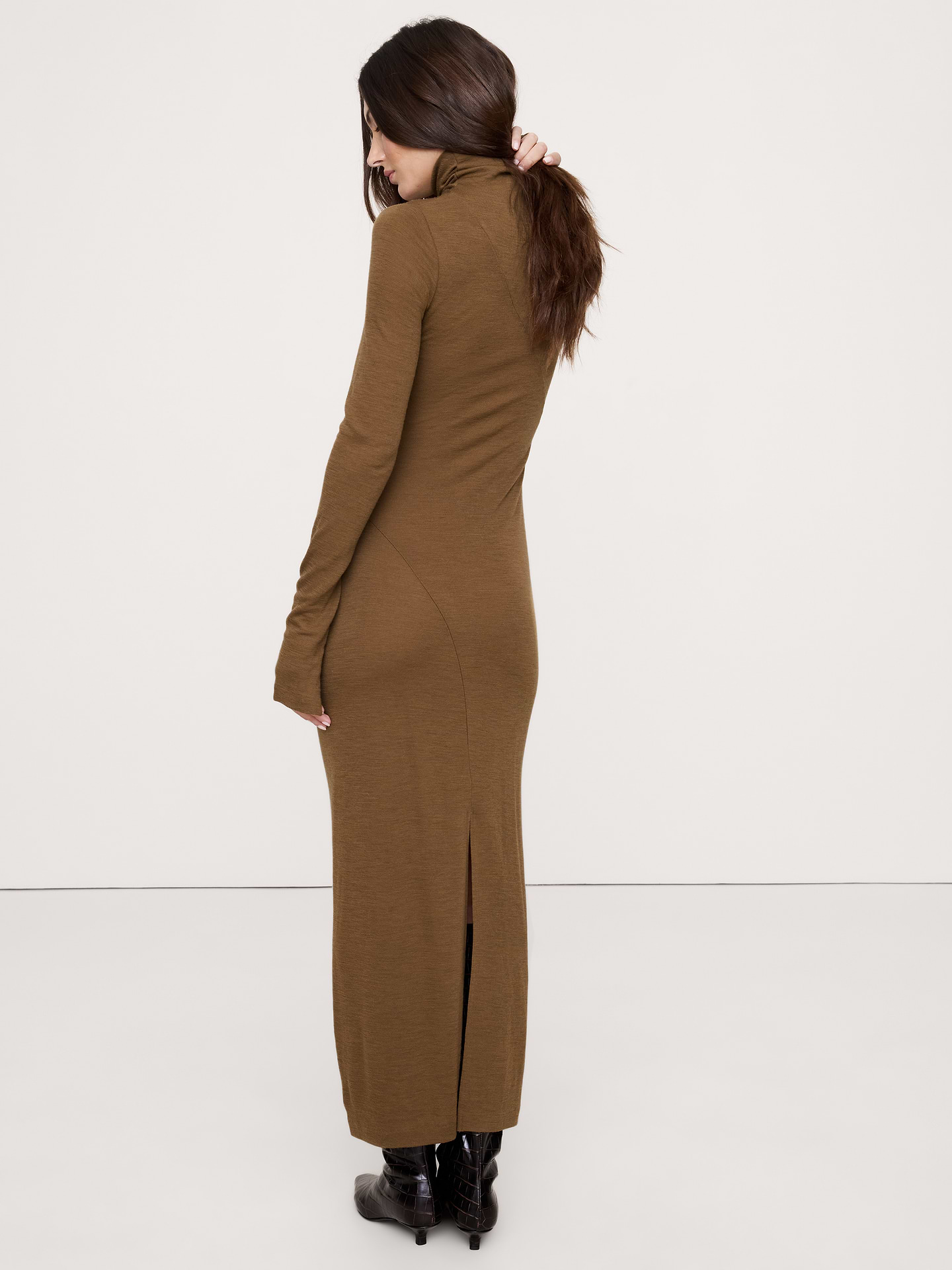 Image number 3 showing, Wool-Blend Jersey Ruched Maxi Dress