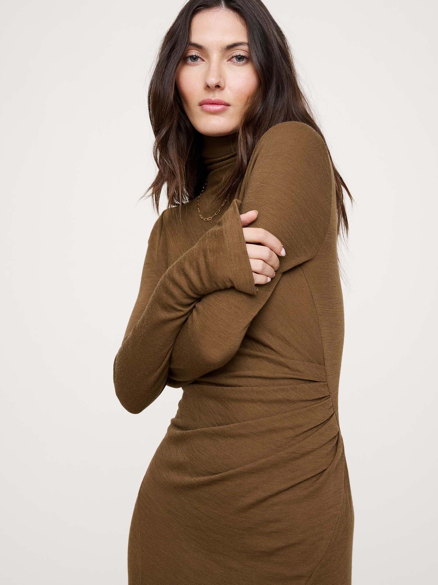 Image number 4 showing, Wool-Blend Jersey Ruched Maxi Dress