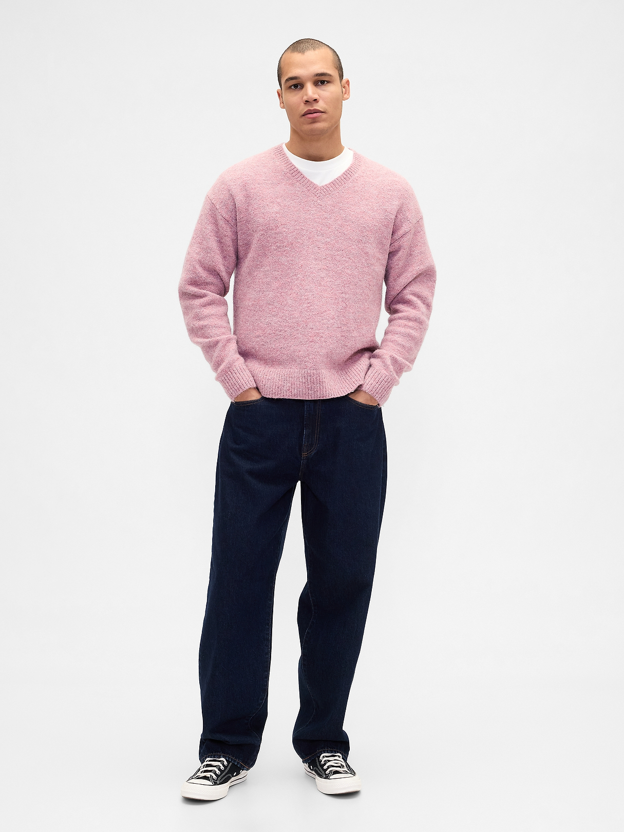 Relaxed V-Neck Crop Sweater | Gap