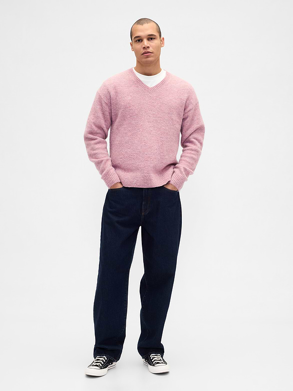 Relaxed V-Neck Crop Sweater