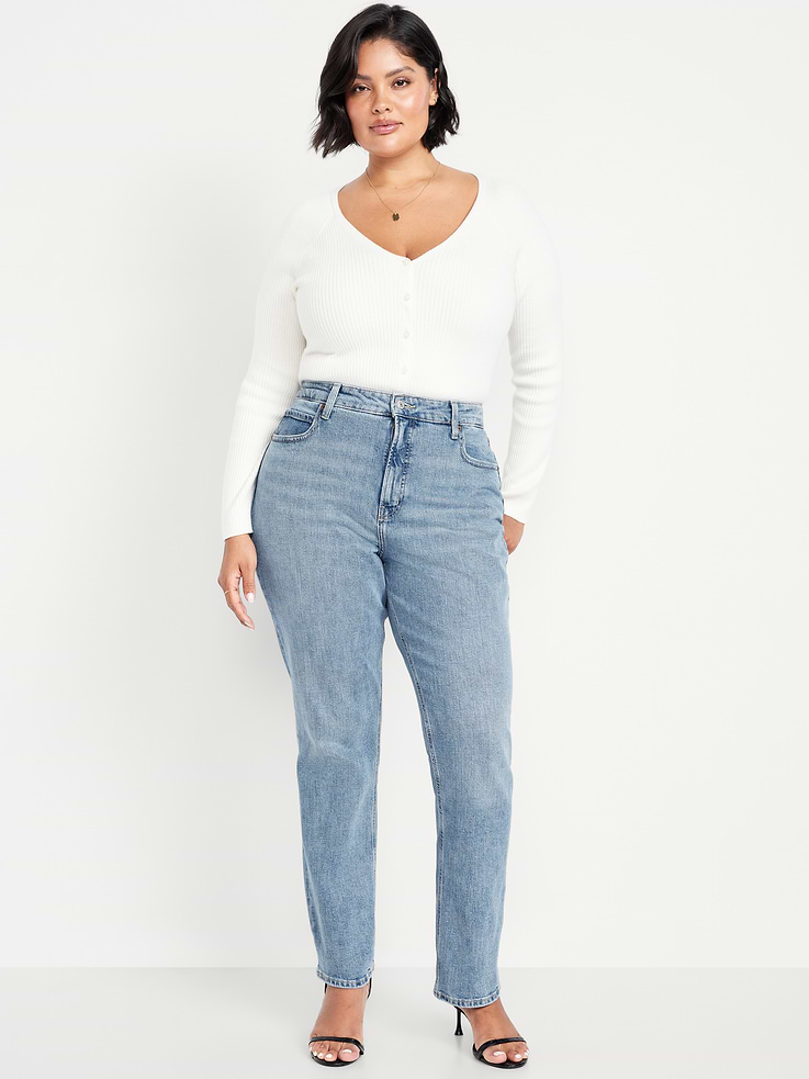 Image number 6 showing, Curvy Extra High-Waisted Straight Jeans