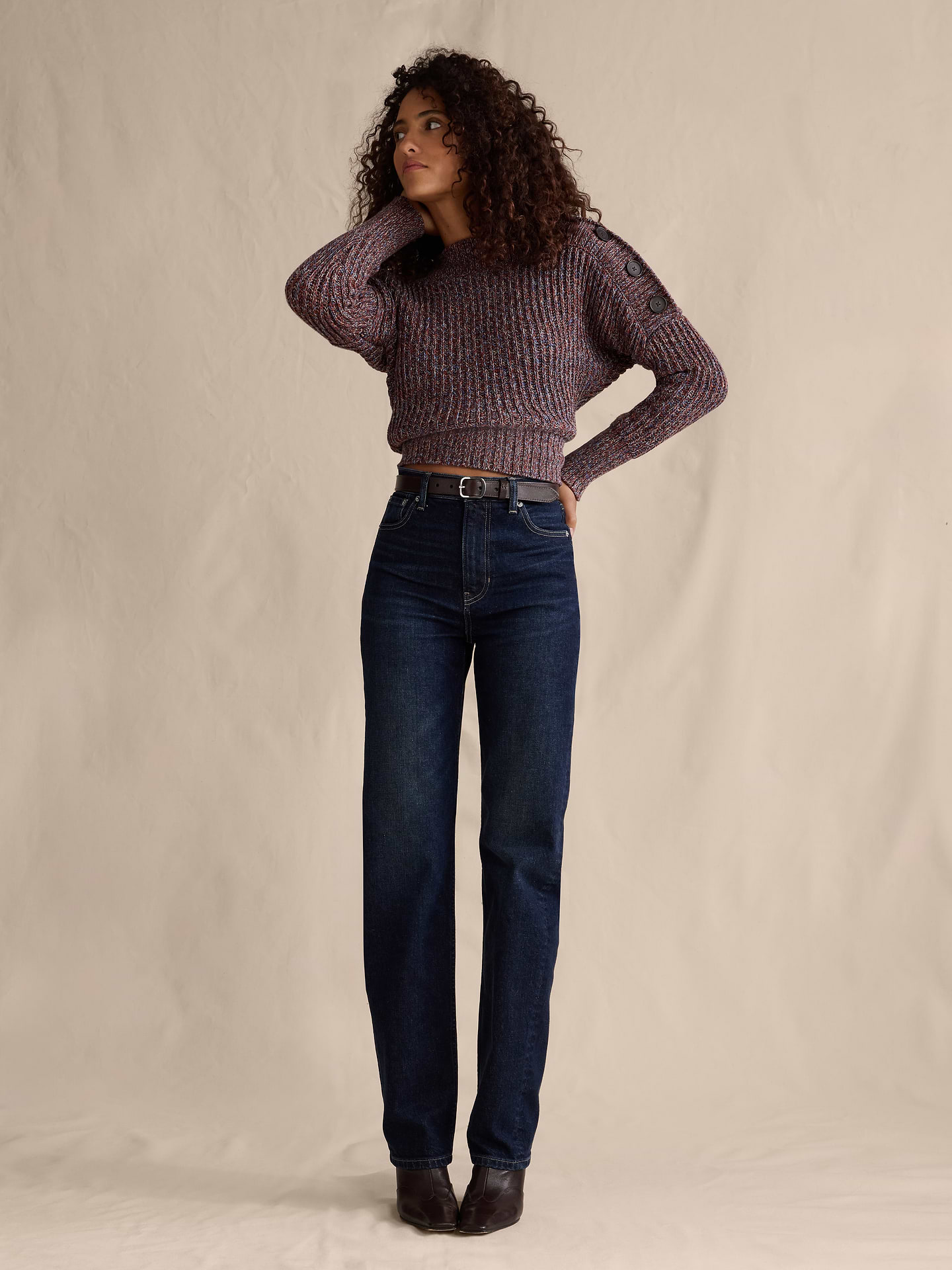 L'image numéro 3 présente Jean droit à taille haute des années 90