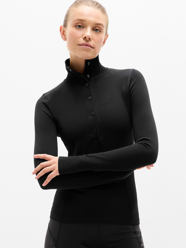 Image 1 of 6, FOR: Training in cold weather climates, FEEL: Seamless construction for maximum comfort and minimal chafing, FAVE: Snap closure henley, Product #769351