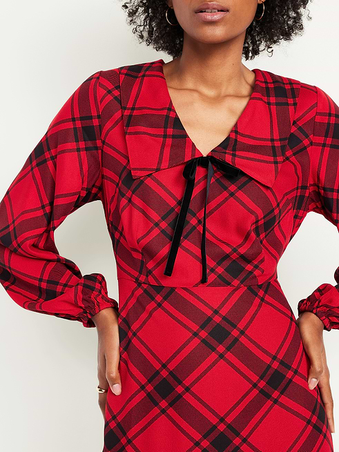 old navy women's fit & flare crepe mini dress reviews Florida Midi in Polka Dot sweetheart neckline wide straps diagonal hip pockets hidden pockets smocked back seamed waist fitted at top with a flared skirt hits at thigh models are approx Old Navy Women's Fit &