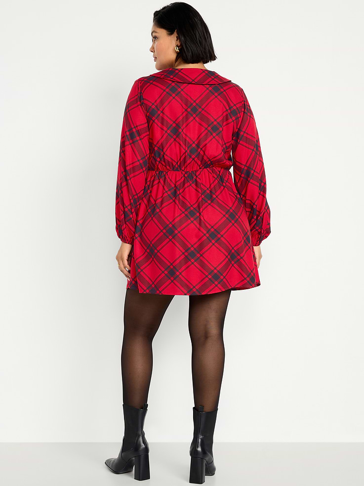 Image number 9 showing, Fit & Flare Long-Sleeve Crepe Mini Dress
