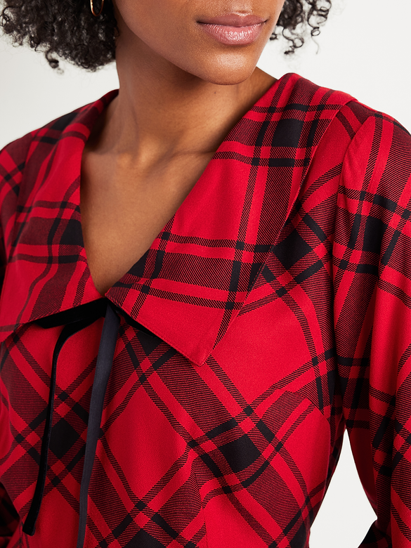 Fit & Flare Long-Sleeve Crepe Mini Dress