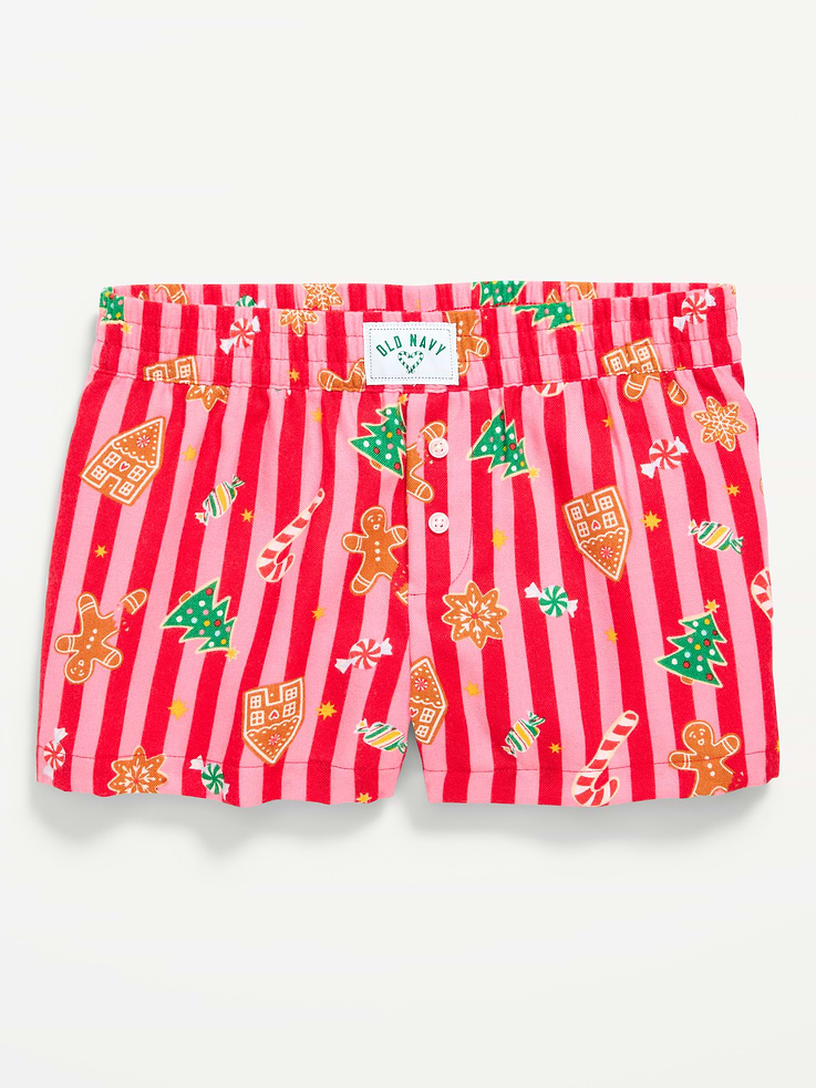 Image number 1 showing, Flannel Plaid Boxer Pajama Shorts for Girls