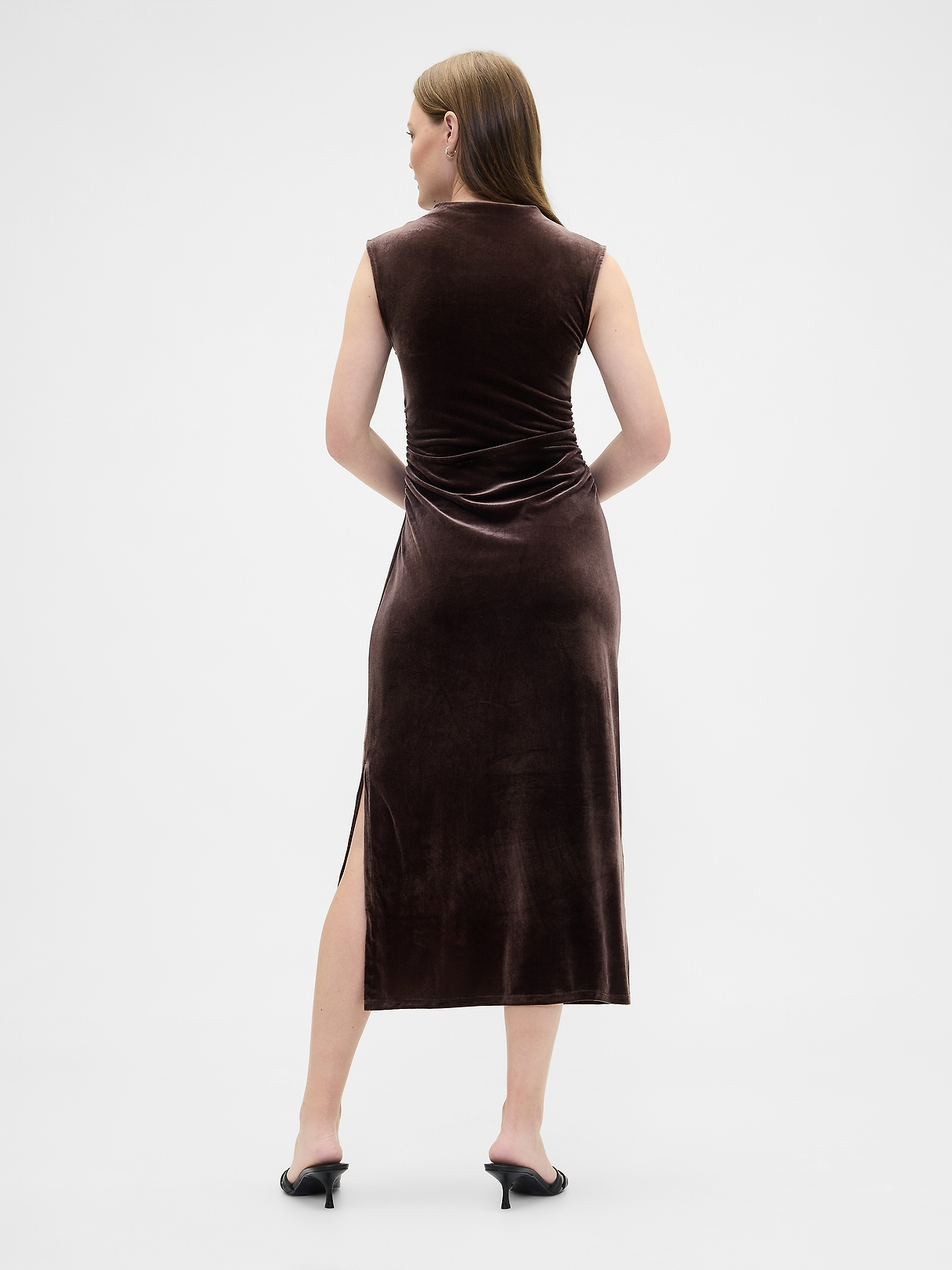 Ruched Velvet Mockneck Midi Dress | Gap Factory