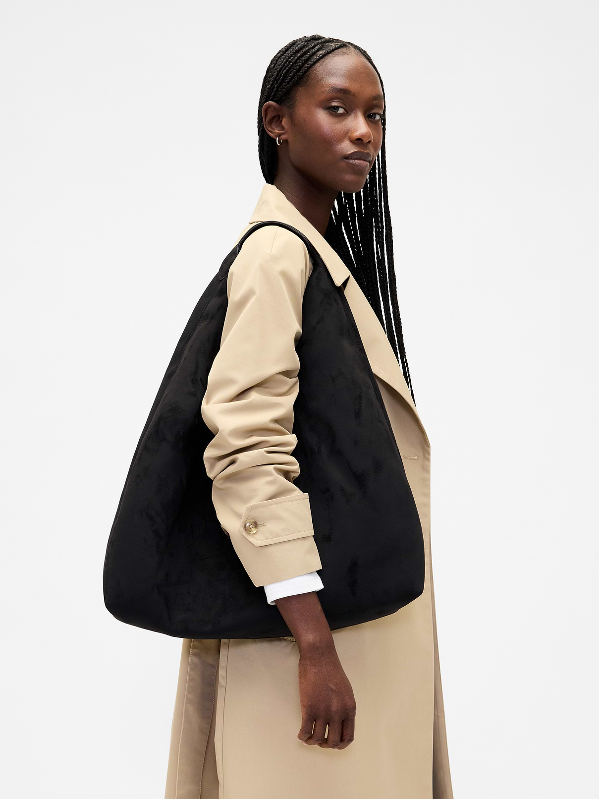 Image 2 of 3, Vegan Suede Slouchy Tote Bag