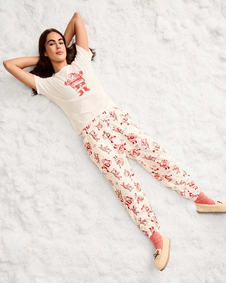 Image number 1 showing, High-Waisted Printed Flannel Pajama Jogger for Women