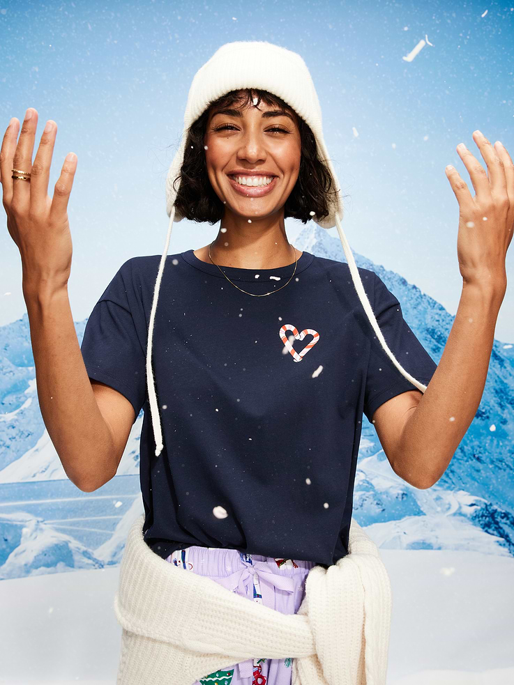 Image number 1 showing, Holiday-Graphic Crew-Neck T-Shirt for Women