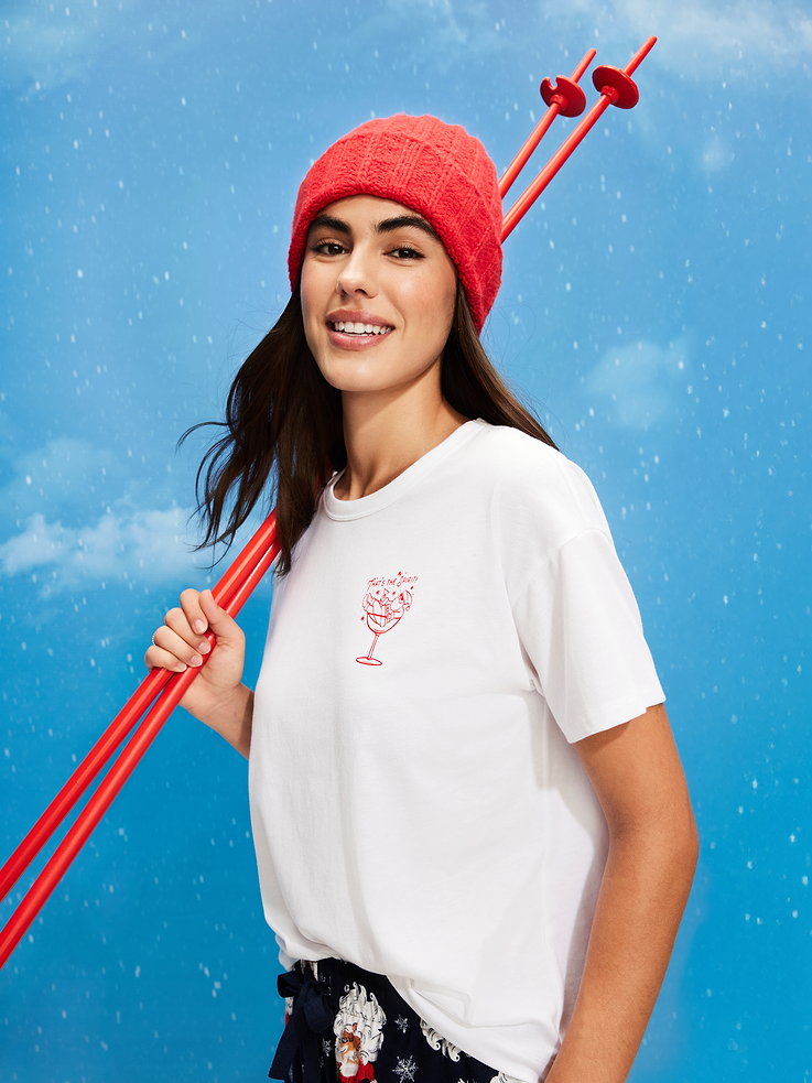 Image number 1 showing, Holiday-Graphic Crew-Neck T-Shirt for Women