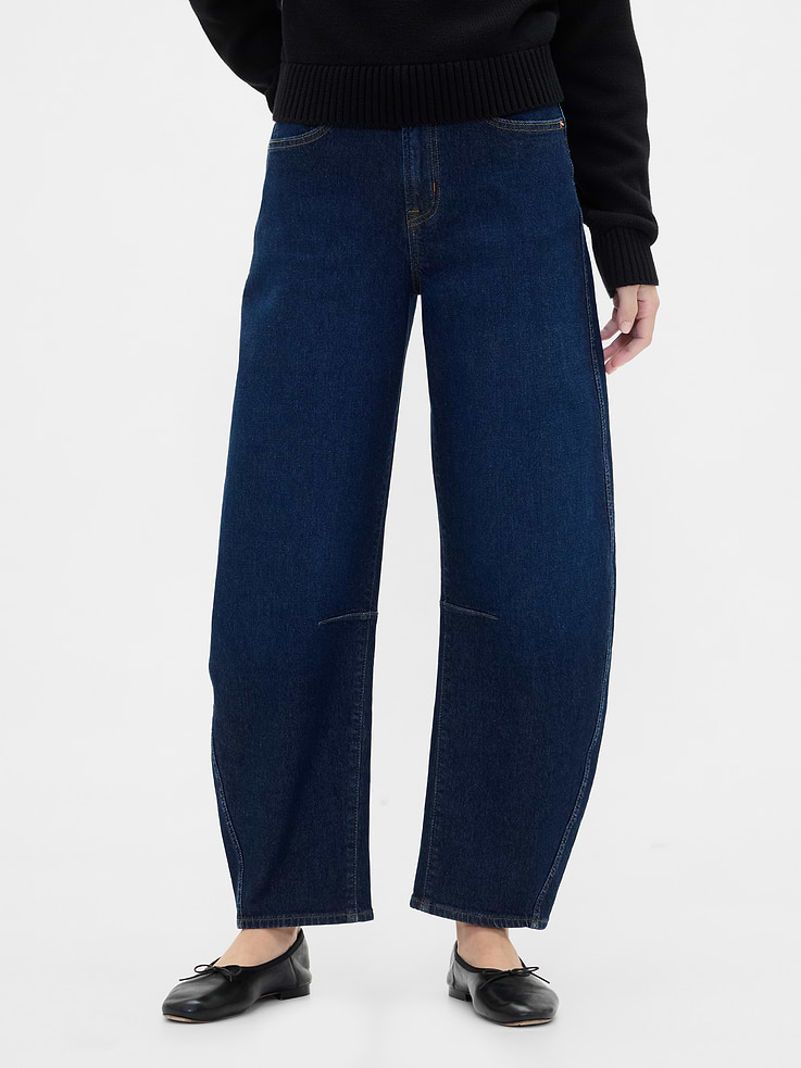 Image number 2 showing, High Rise Barrel Jeans