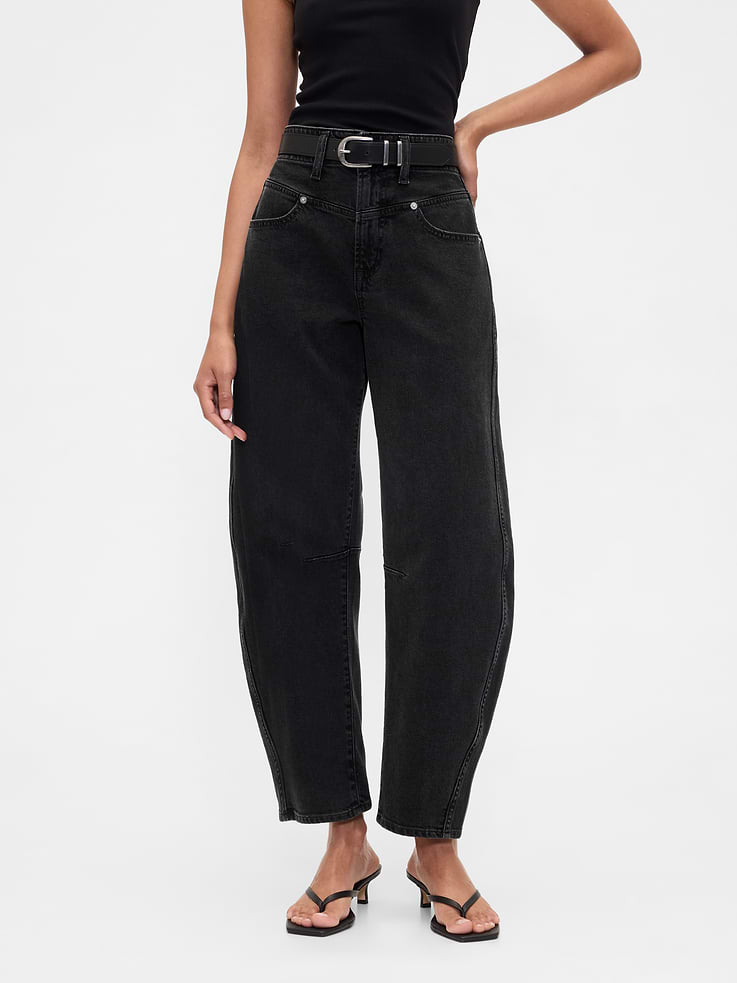 Image number 2 showing, High Rise Barrel Jeans