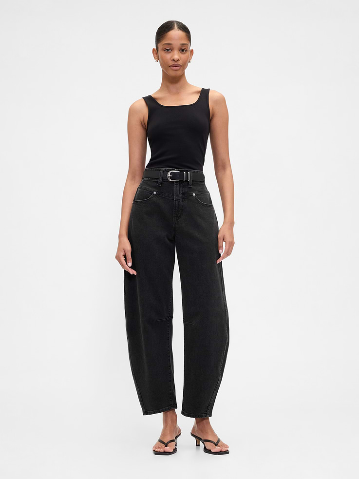 Image number 1 showing, High Rise Barrel Jeans