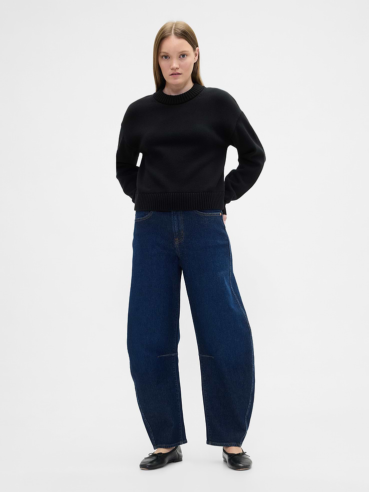 Image number 1 showing, High Rise Barrel Jeans