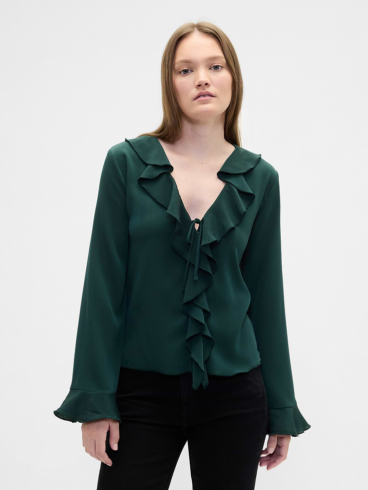 Image number 1 showing, Ruffle V-Neck Top