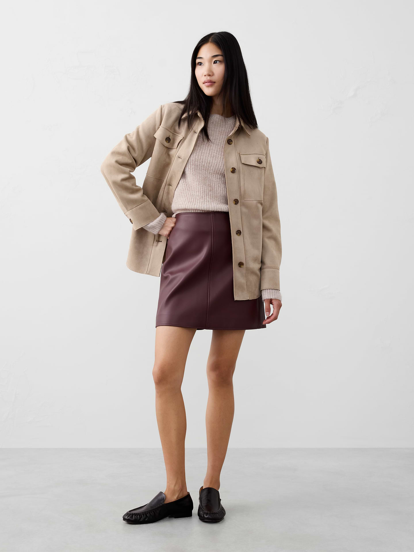 Image number 1 showing, Vegan Leather Mini Skirt