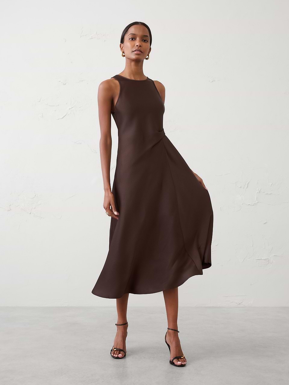 banana republic brown satin dress Midi Color:Coral Print Turquoise The Tulip country concert outfit ideas!