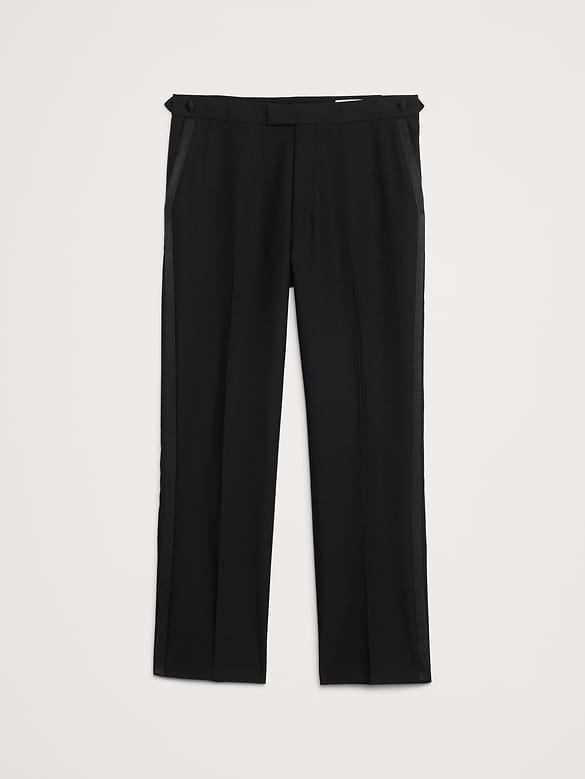 Pantalon de smoking droit en laine italienne barathéa