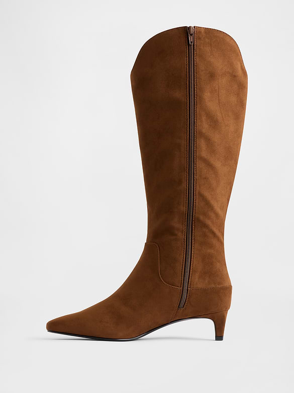 Kitten Heel Pointy Knee High Boots