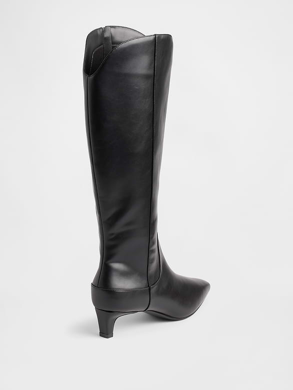 Kitten Heel Pointy Knee High Boots