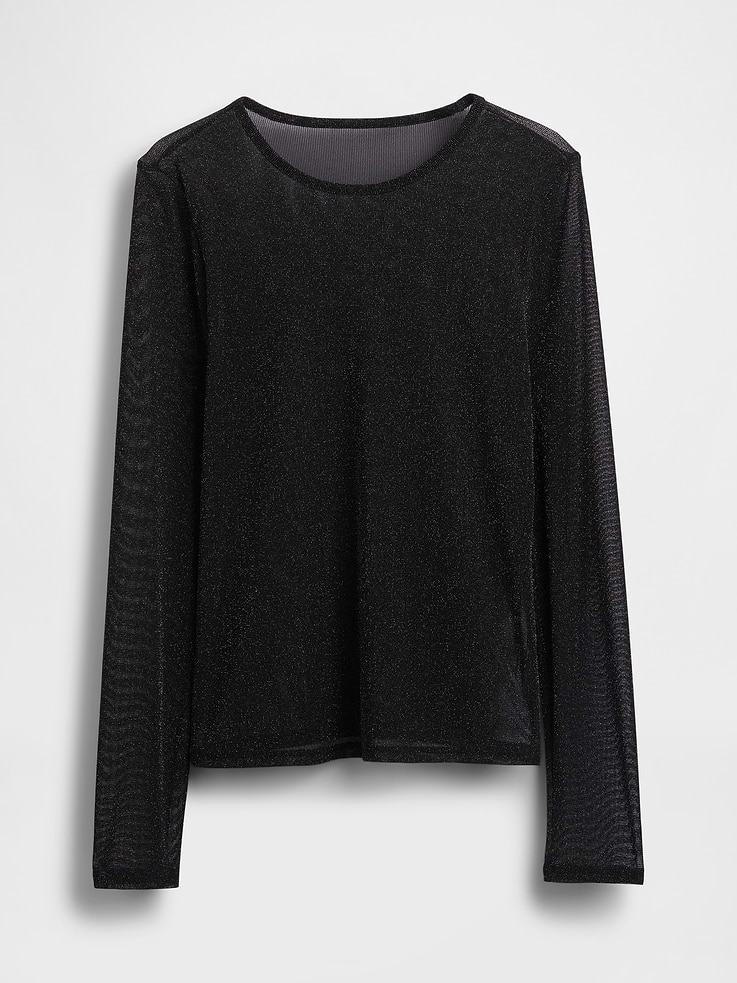 Image 5 of 5, Sheer Metallic Mesh Top