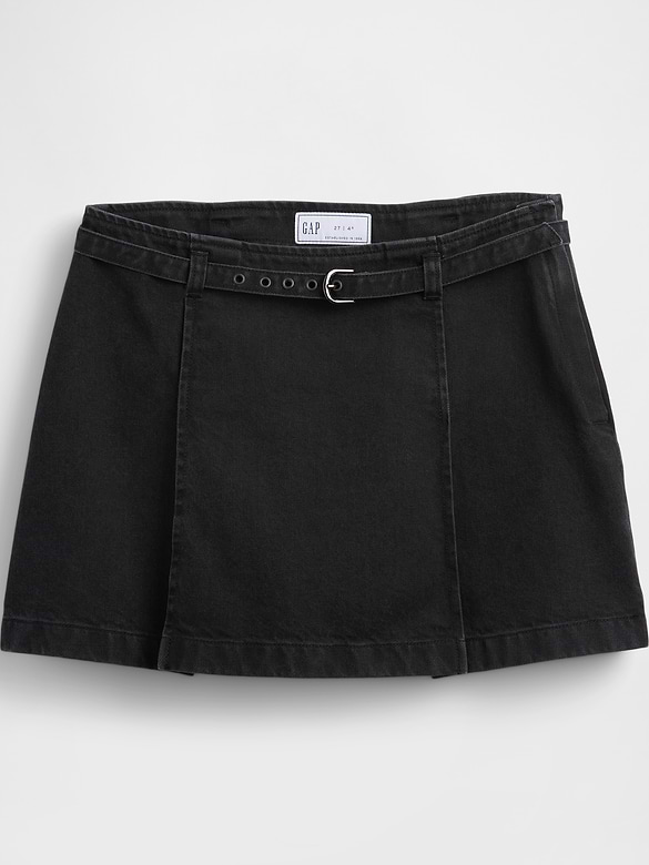 Denim Belted Mini Skirt