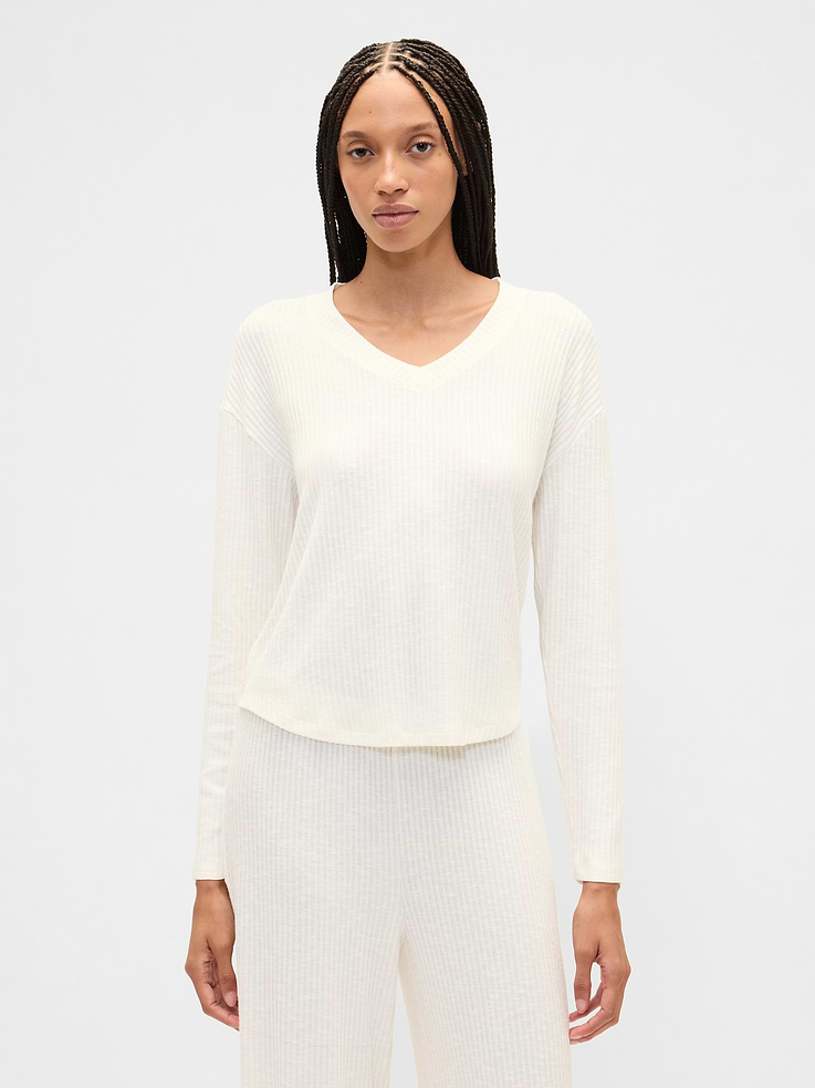 Image number 1 showing, Relaxed Ribbed PJ Top