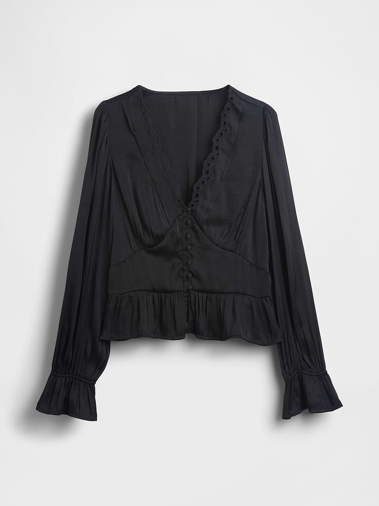 Image number 5 showing, Eyelet V-Neck Peplum Top