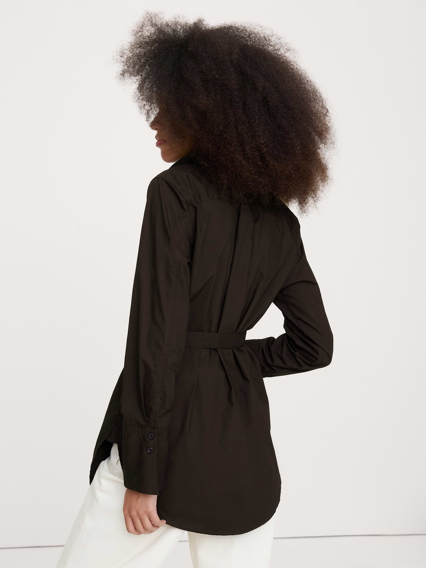 Image 2 of 4, Cotton Poplin Belted Tunic Shirt