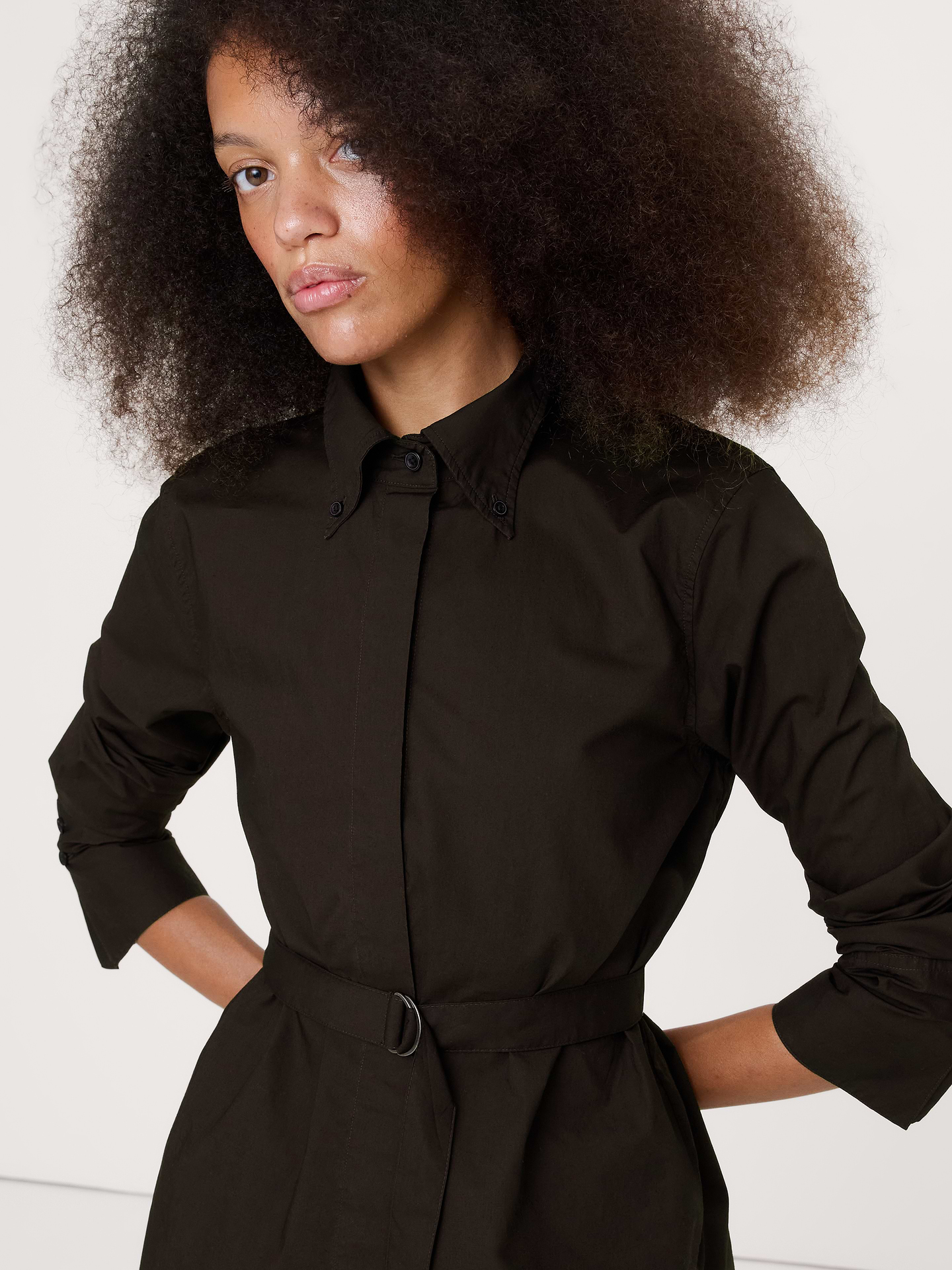 Image 3 of 4, Cotton Poplin Belted Tunic Shirt