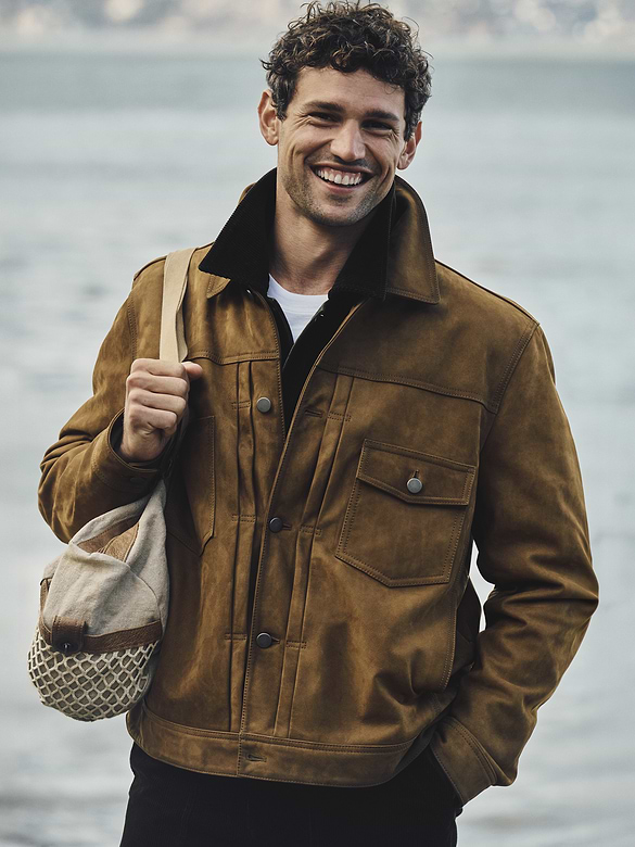 Nubuck Leather Trucker Jacket