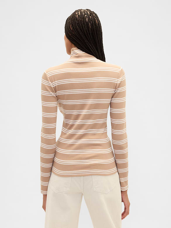 Ribbed Turtleneck T-Shirt