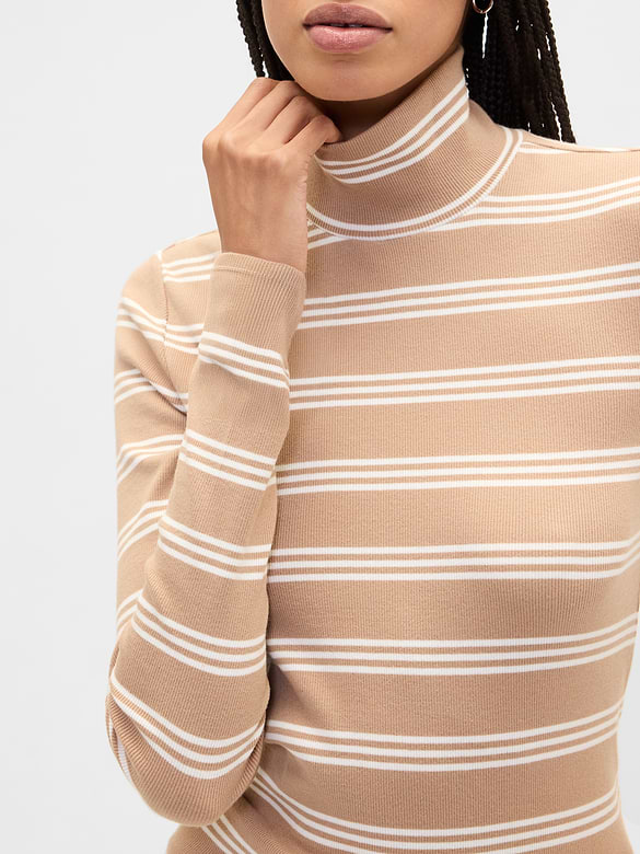 Ribbed Turtleneck T-Shirt